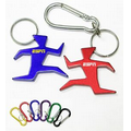 Runner Shape Aluminum Bottle Opener with Split Key Ring and Carabiner